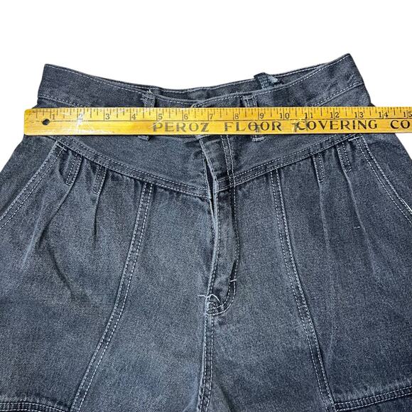 Vintage Gitano Jeans Black High Waist Tapered cargo Pleated Denim 90s sz 13/14 - Picture 8 of 11